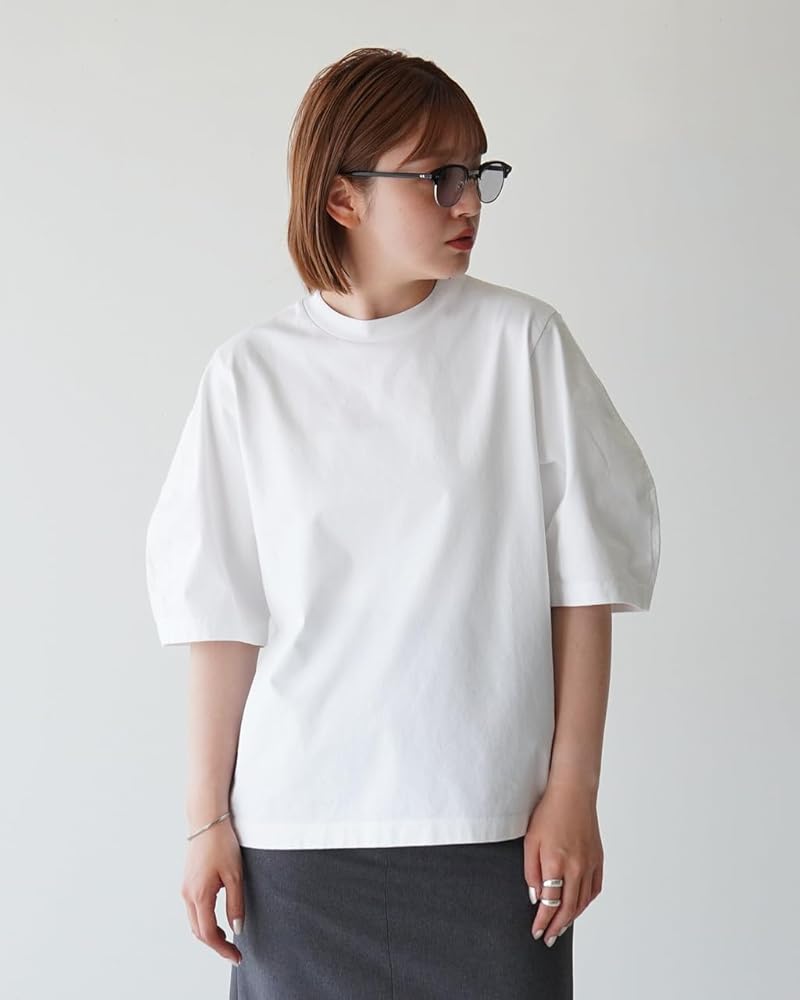 LOEFF ロエフ　コットンクレセントスリーブ Tシャツ　ブラック LOEFF tシャツ 「LOEFF」コットン クレセントスリーブ Tシャツ